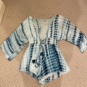 Blue and white tie dye romper